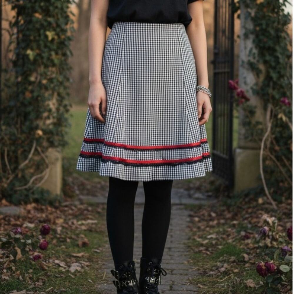 Vintage Y2K Morbid Threads Gingham Skirt XL Gothic Punk Emo Coquette USA Made